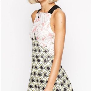 ASOS A Line Skater Dress in Texture Large Floral